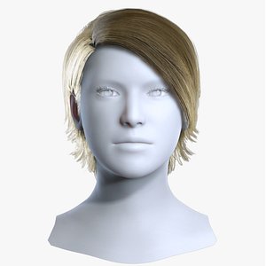 Realistic Short Side Part Light Brown Hair Asset 3D model
