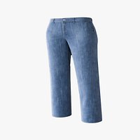 Denim Straight  Pants High Poly and GameReady Low Poly PBR 3D Clothing