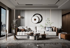 Modern Minimalist Living Room Interior Scene  Cinema 4D RS Render