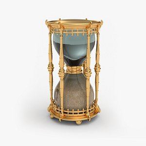 3D Antique Gold Hourglass model