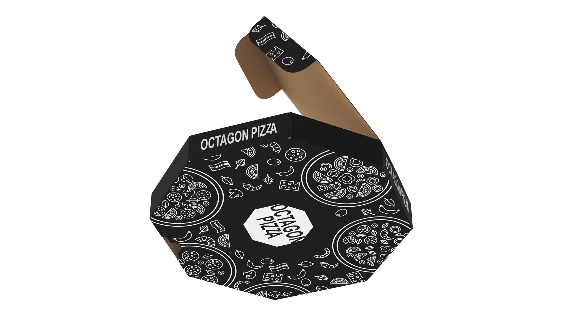 Pizza Packaging Octagonal Black 3D - TurboSquid 2002530