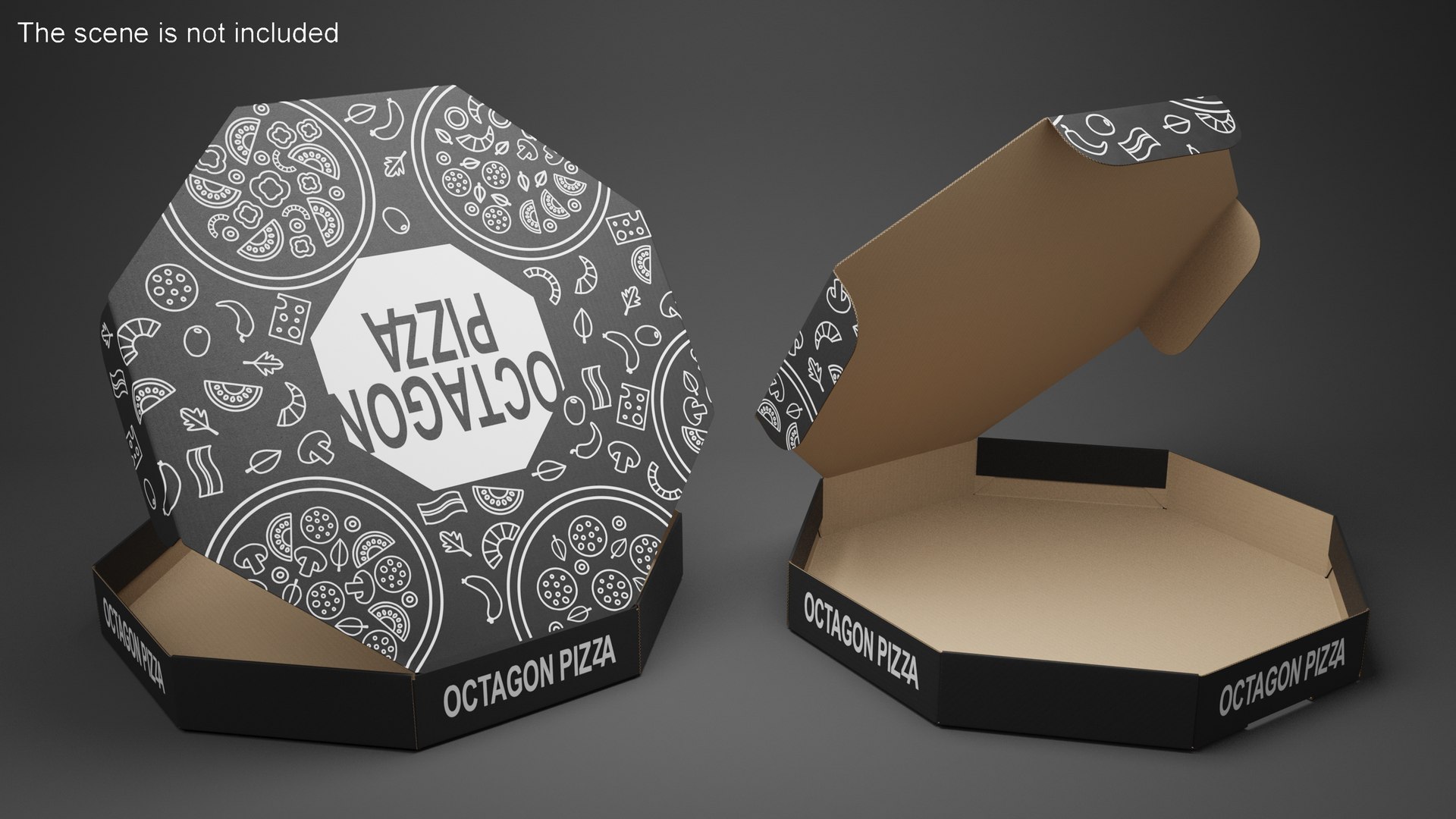Pizza Packaging Octagonal Black 3D - TurboSquid 2002530