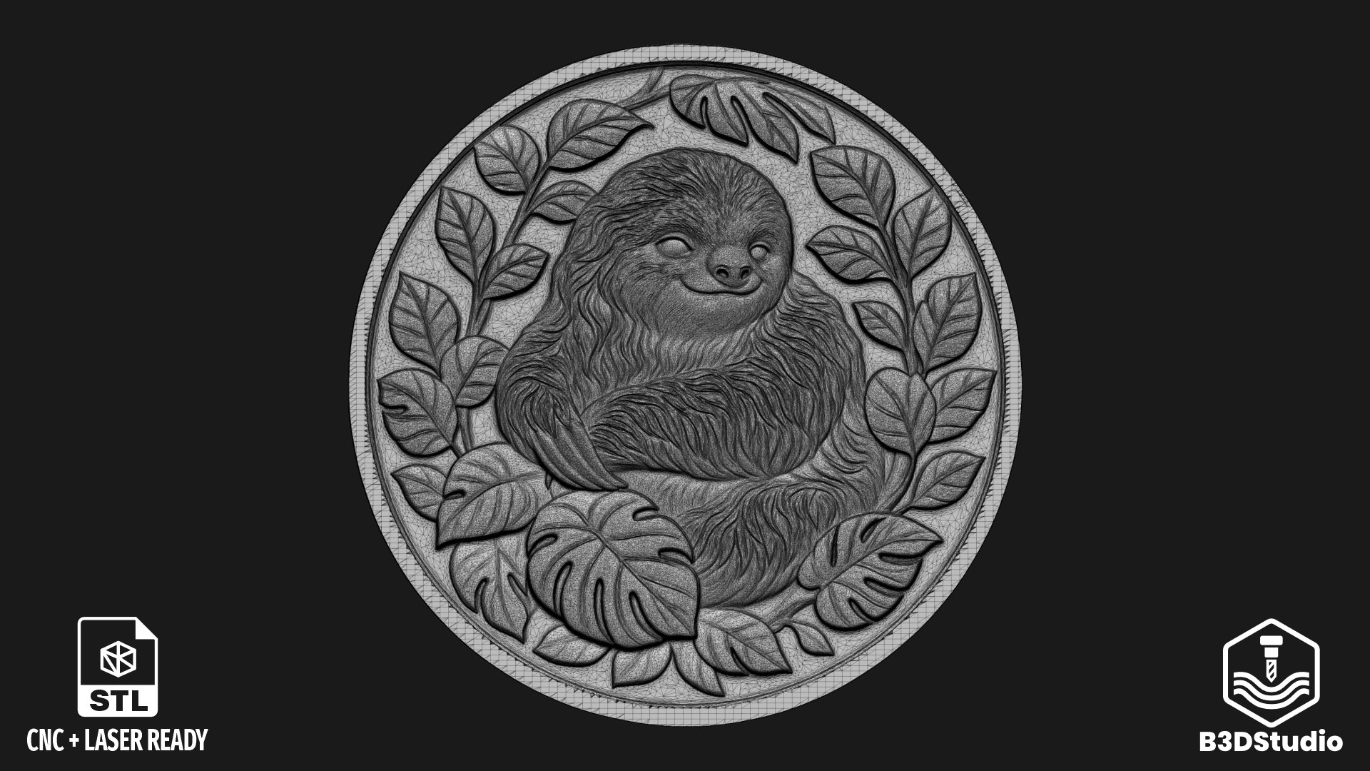 High Detail Sloth Relief For CNC Laser And 3D Print STL File 4K ...