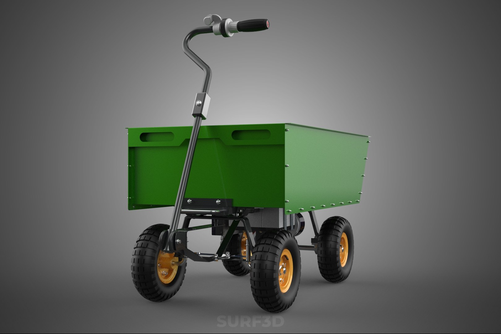POWER ENGINE MOTOR CART WHEEL BARROW WAGON TROLLEY AGRICULTURE 4 3D ...