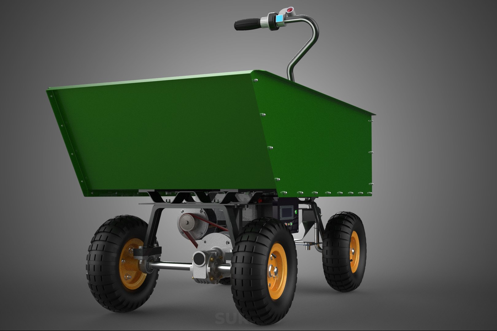 POWER ENGINE MOTOR CART WHEEL BARROW WAGON TROLLEY AGRICULTURE 4 3D ...