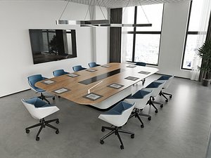 Modern Corporate Office Interior Scene AND Executive Office and Conference Room