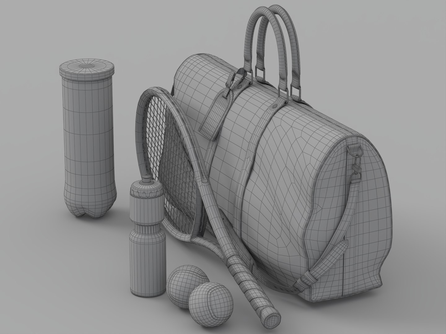 Monogram Tennis Duffel Bag With Racket Balls Water Bottle Set 3D model https://p.turbosquid.com/ts-thumb/Of/Ama2cN/EM/wire_006/jpg/1790133498/1920x1080/fit_q87/78d8c0b05436687204ac3c4d1499e3dfc173e534/wire_006.jpg