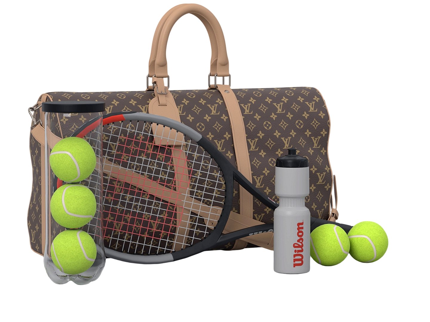 Monogram Tennis Duffel Bag With Racket Balls Water Bottle Set 3D model https://p.turbosquid.com/ts-thumb/Of/Ama2cN/aY/normal_004/jpg/1790133475/1920x1080/fit_q87/fda33a89ae34e968fe1bd497a97b406eed18f33b/normal_004.jpg