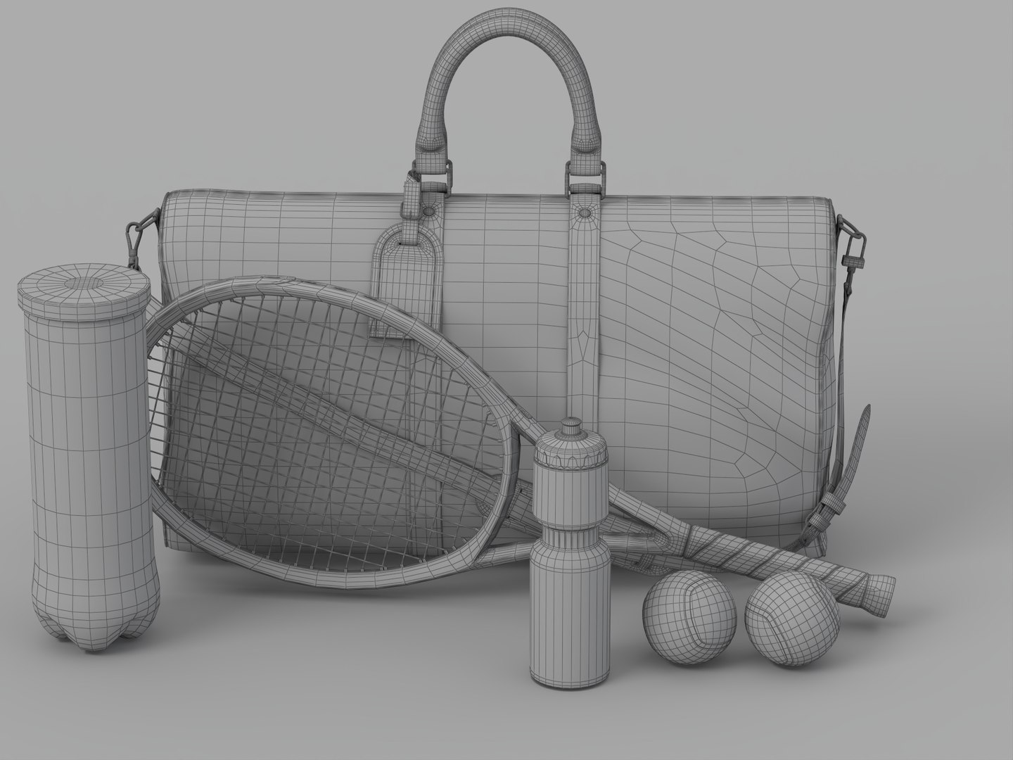 Monogram Tennis Duffel Bag With Racket Balls Water Bottle Set 3D model https://p.turbosquid.com/ts-thumb/Of/Ama2cN/u4/wire_008/jpg/1790133500/1920x1080/fit_q87/40ce1c71ce8c5d66d6409bdf76dceb39e215e3a3/wire_008.jpg