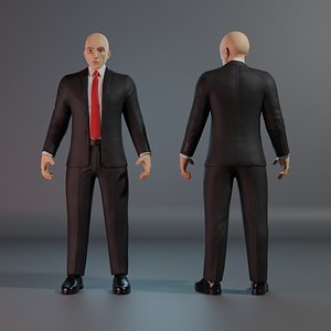 Muscular Man in Suit Rigged and Game-Ready 3D