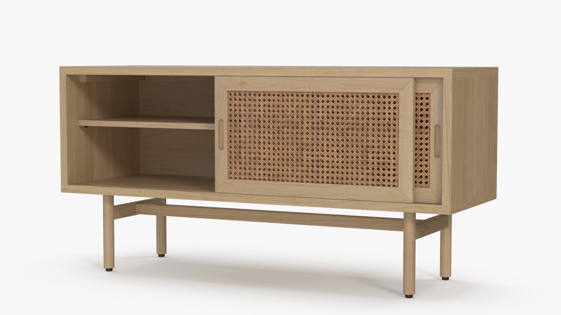 Wooden Mid Century Modern Sideboard 3D model preview