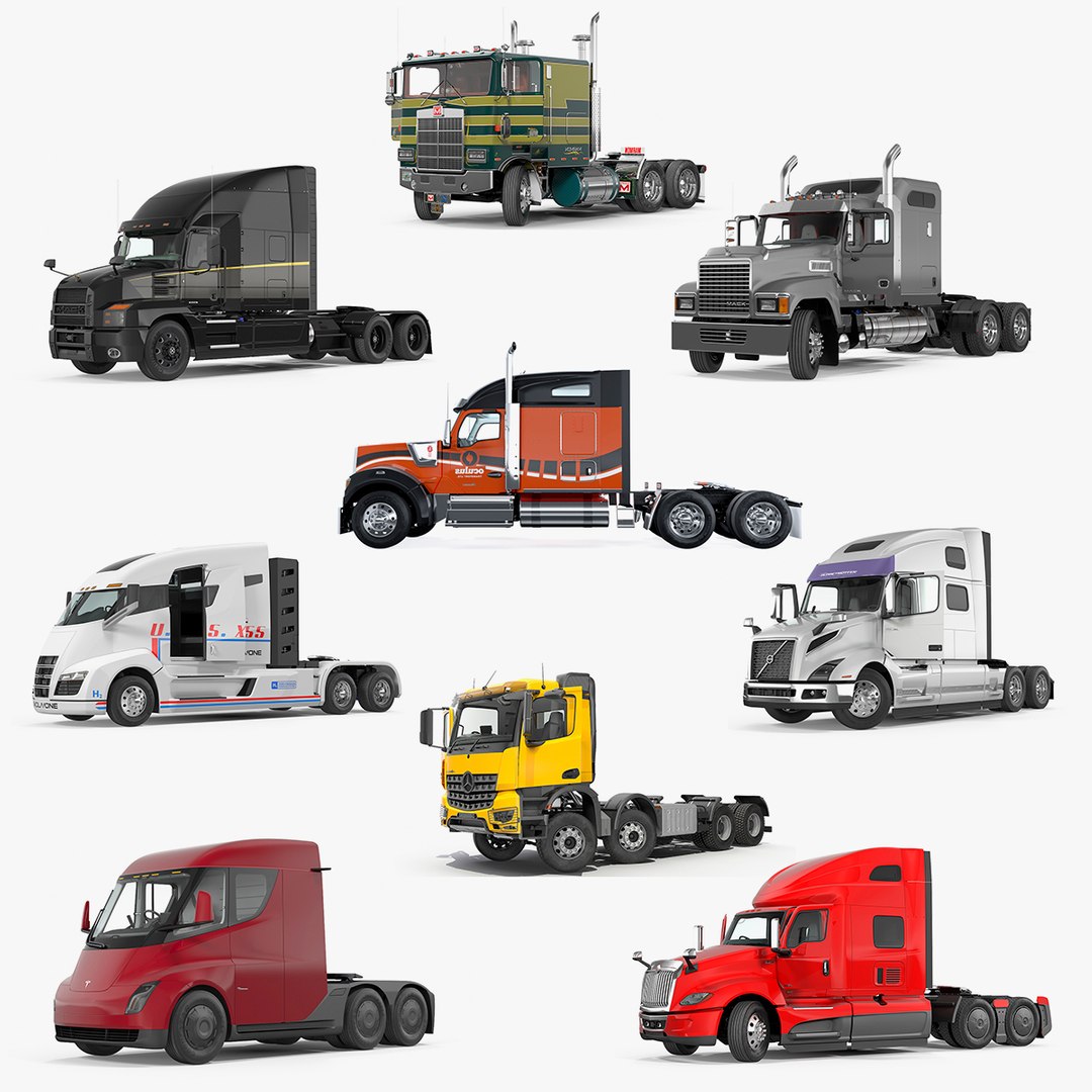 Rigged Semi Trucks Collection 3D model preview