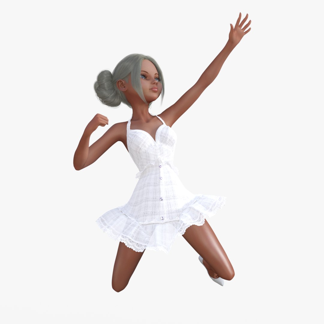 Girl In White Dress Rigged 3D Model - TurboSquid 2186973