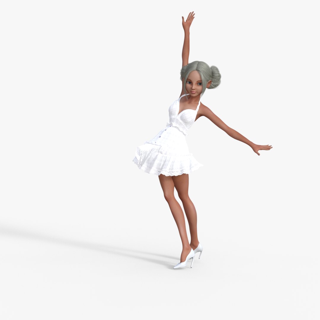 Girl In White Dress Rigged 3D Model - TurboSquid 2186973