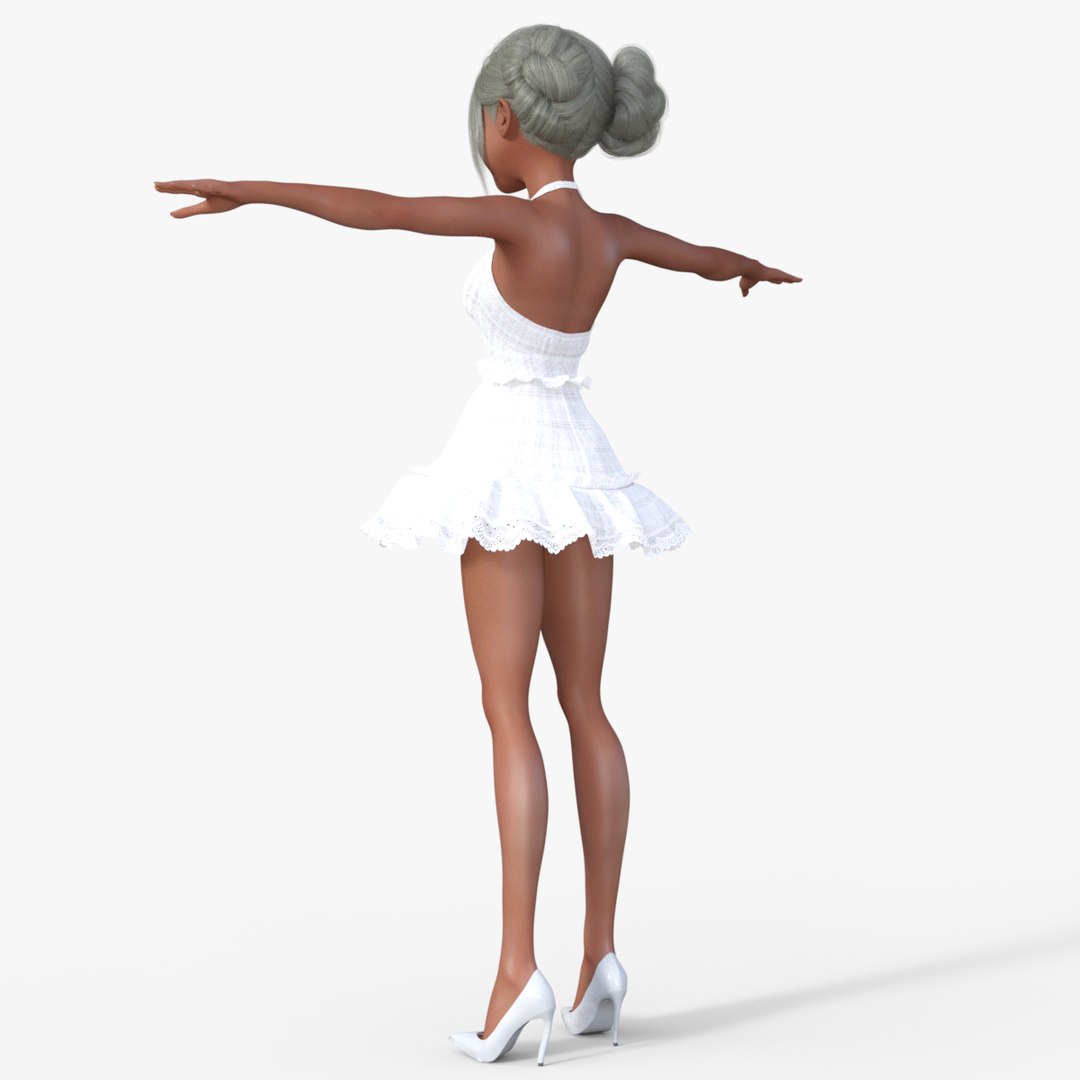 Girl In White Dress Rigged 3D Model - TurboSquid 2186973