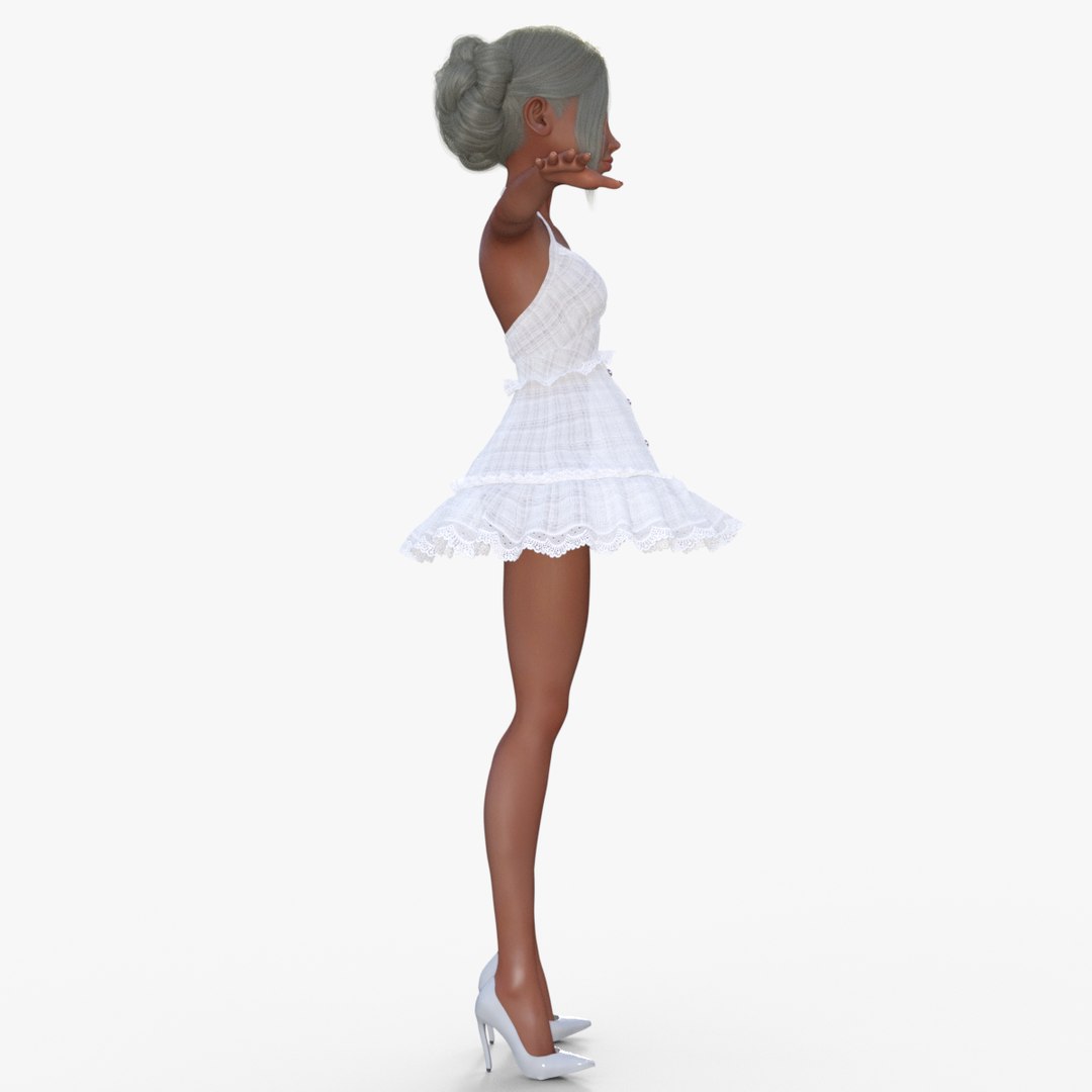Girl In White Dress Rigged 3D Model - TurboSquid 2186973