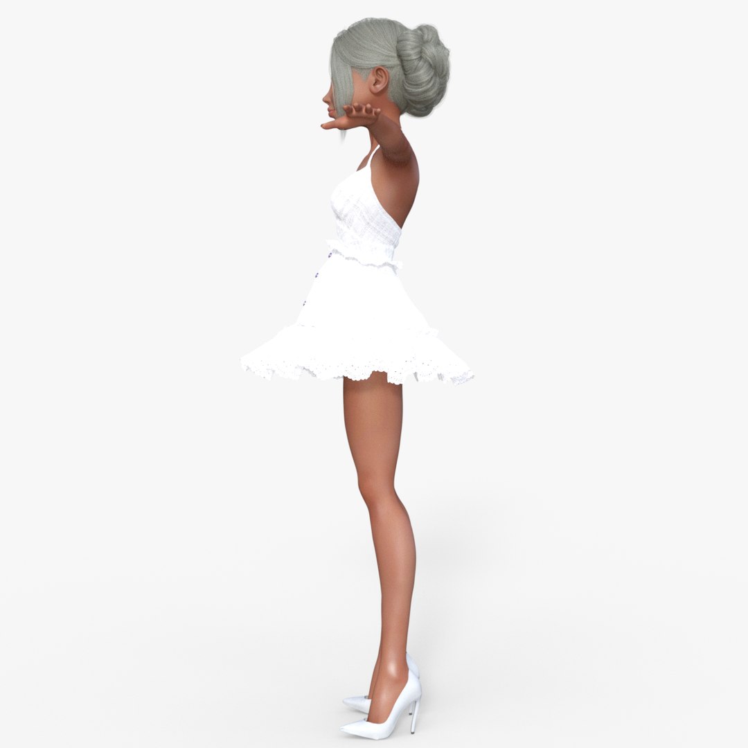 Girl In White Dress Rigged 3D Model - TurboSquid 2186973