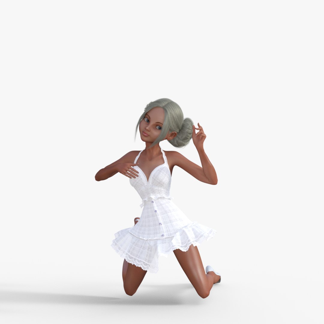 Girl In White Dress Rigged 3D Model - TurboSquid 2186973