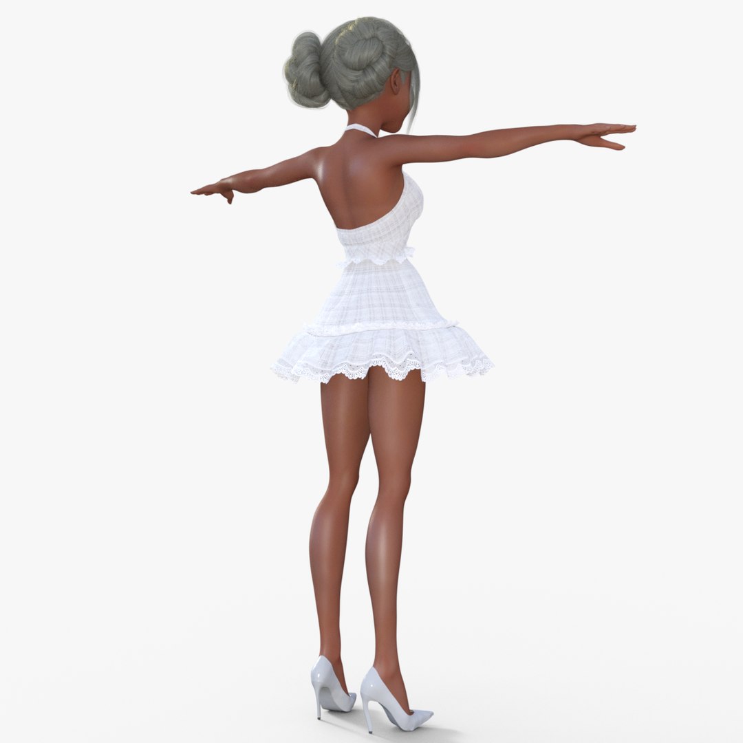 Girl In White Dress Rigged 3D Model - TurboSquid 2186973