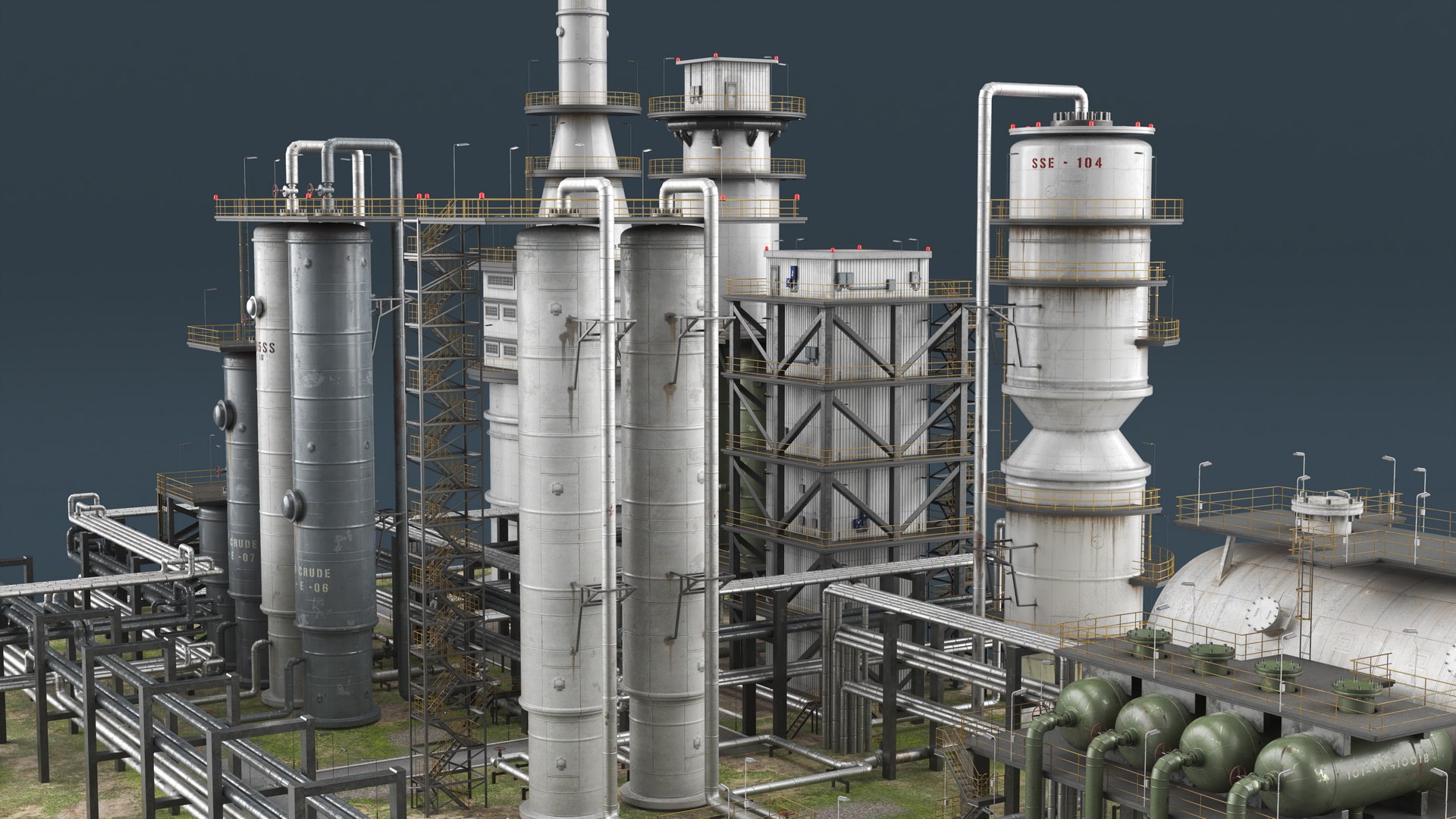 Fuel Processing Factory With Chimney Pipe 3D - TurboSquid 2371604