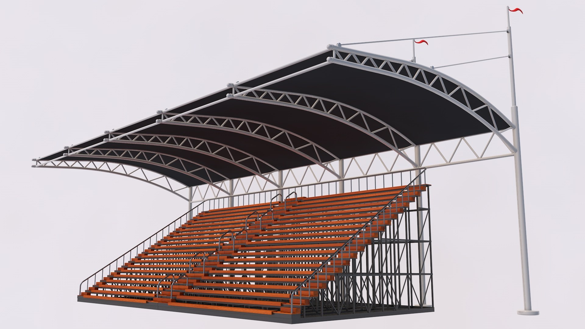 Bleacher With Canopy Shade 3D model TurboSquid 1762174