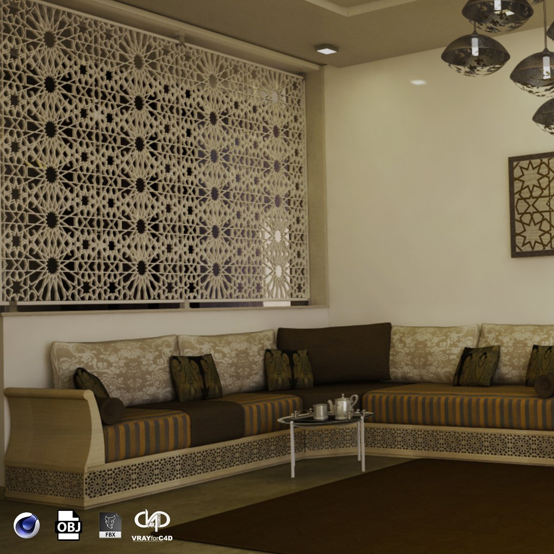 Moroccan Living Room Modern 3D Model - TurboSquid 1311631