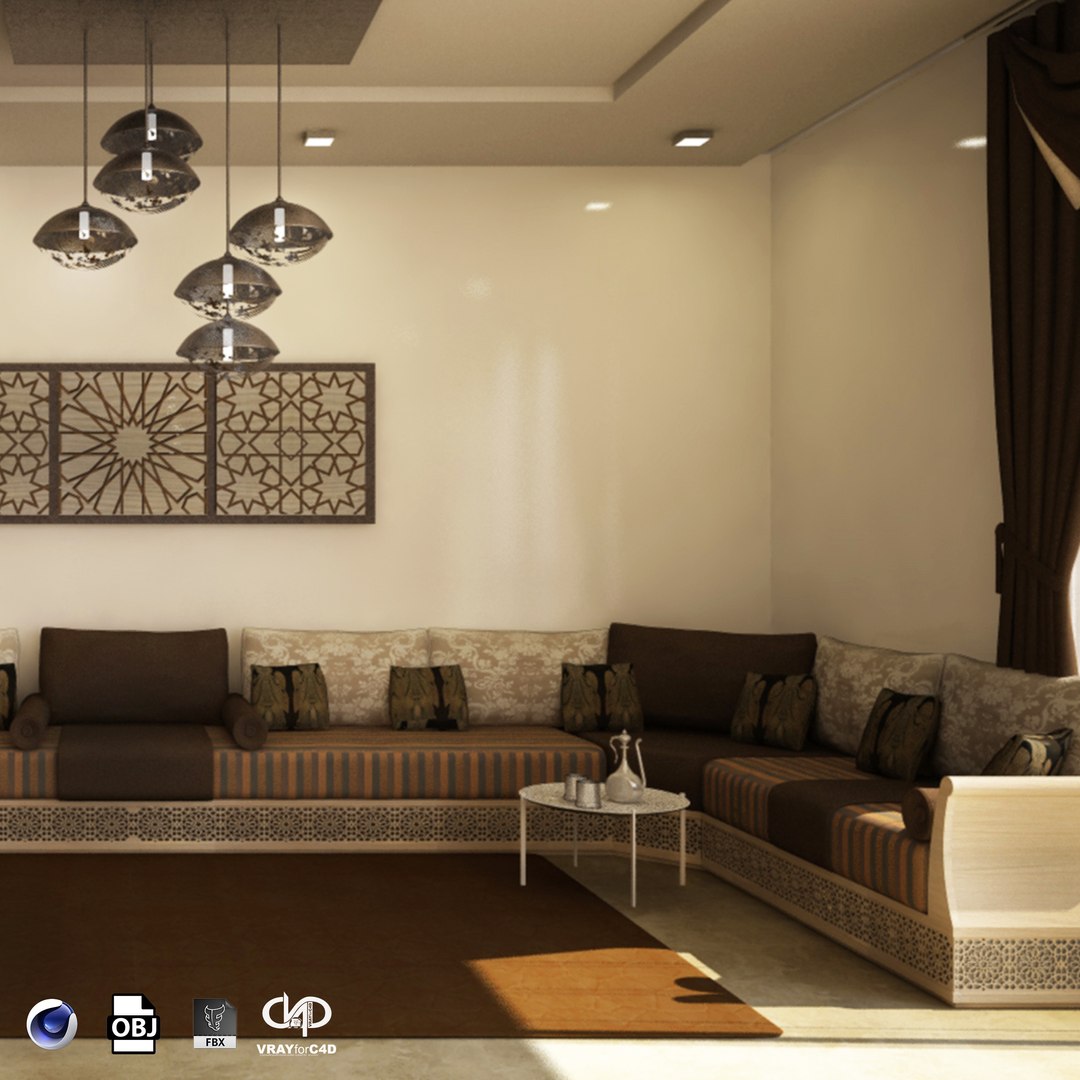 Moroccan Living Room Modern 3D Model - TurboSquid 1311631