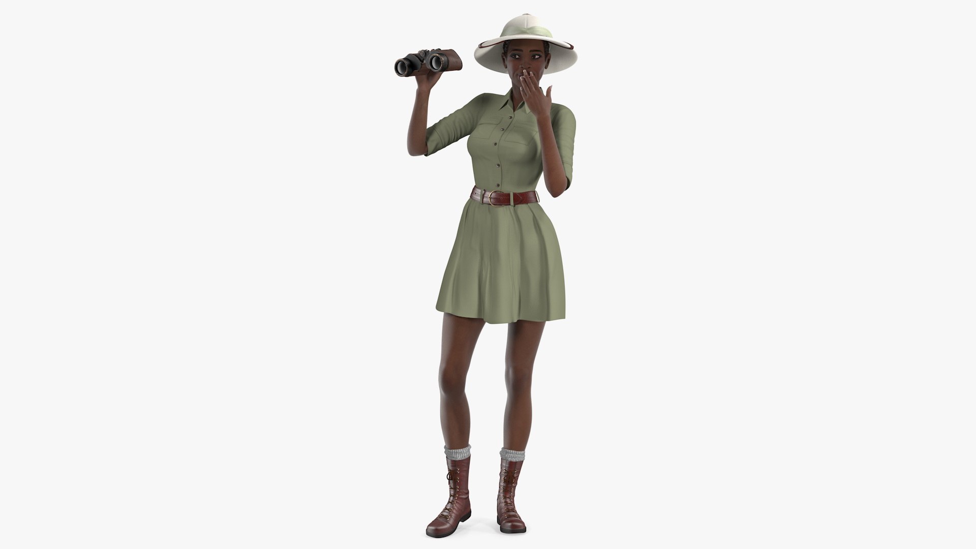 Dark Skin Black Woman Explorer 3D model preview