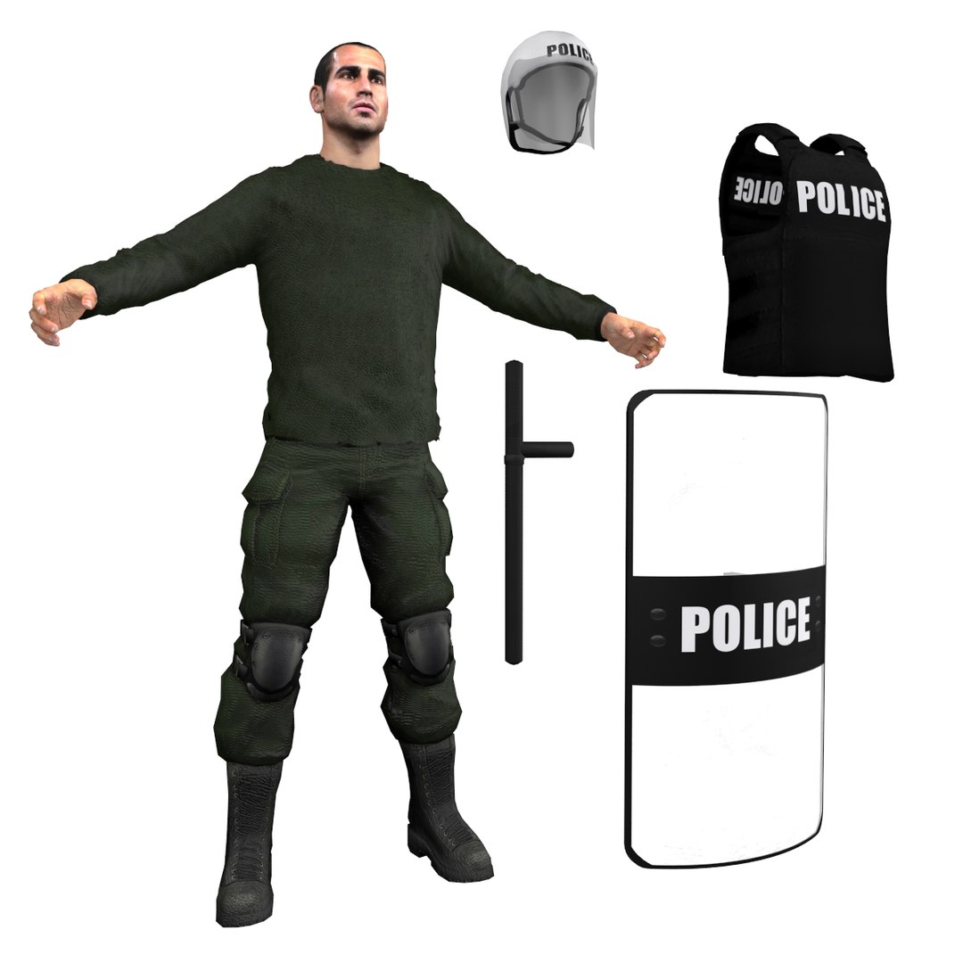 riot police officer 3d model
