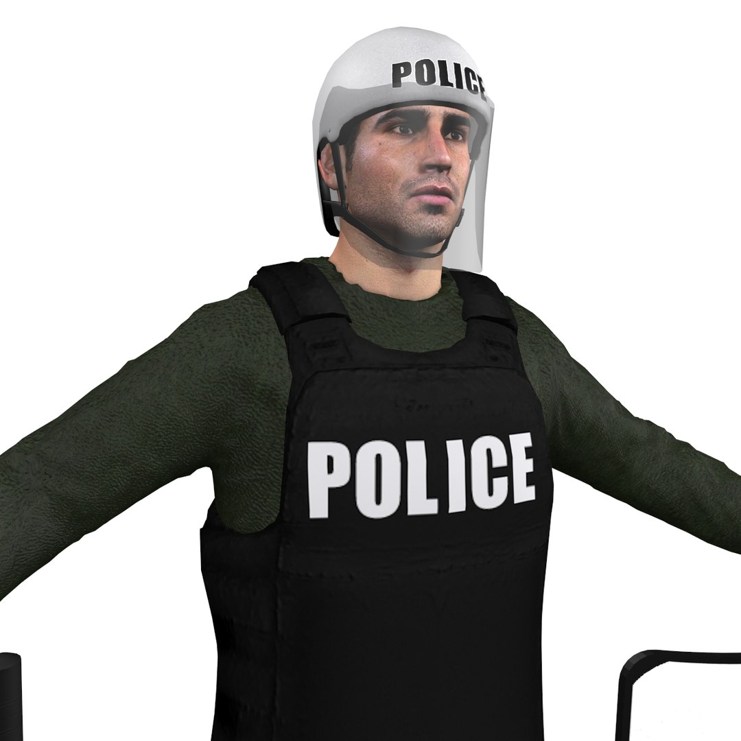 riot police officer 3d model