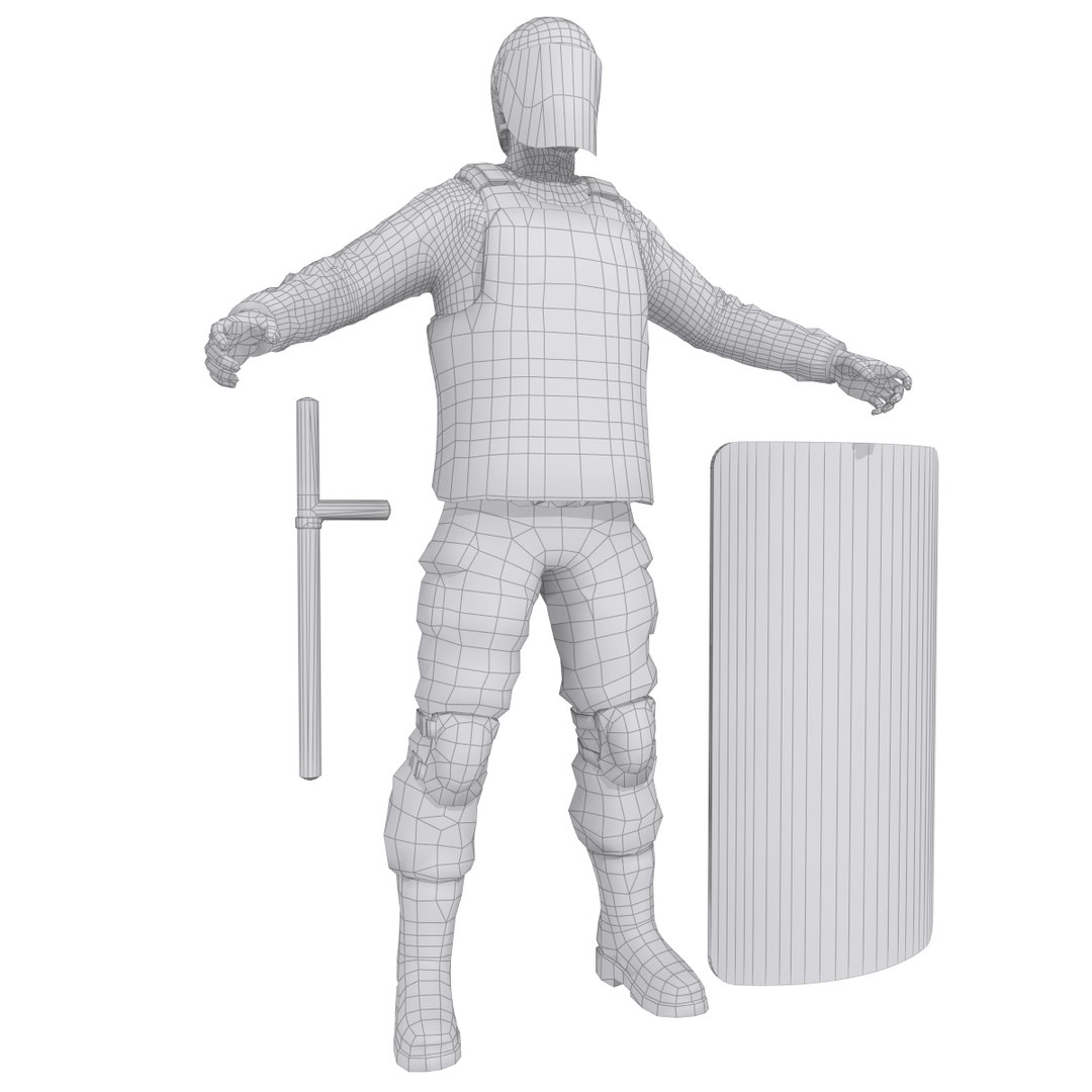 riot police officer 3d model