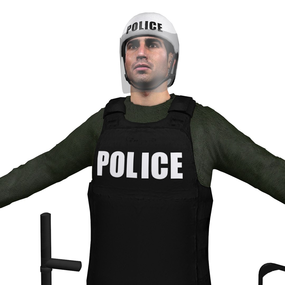 riot police officer 3d model
