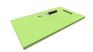 Chopping Board with Knife 3D Model AR VR PBR