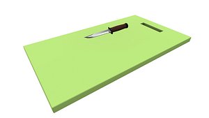 Chopping Board with Knife 3D Model AR VR PBR