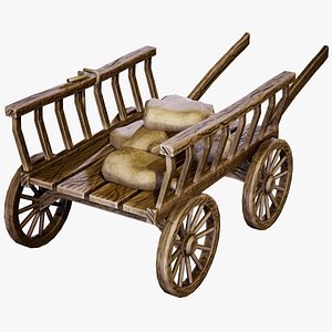 Wooden Cart Game Ready PBR