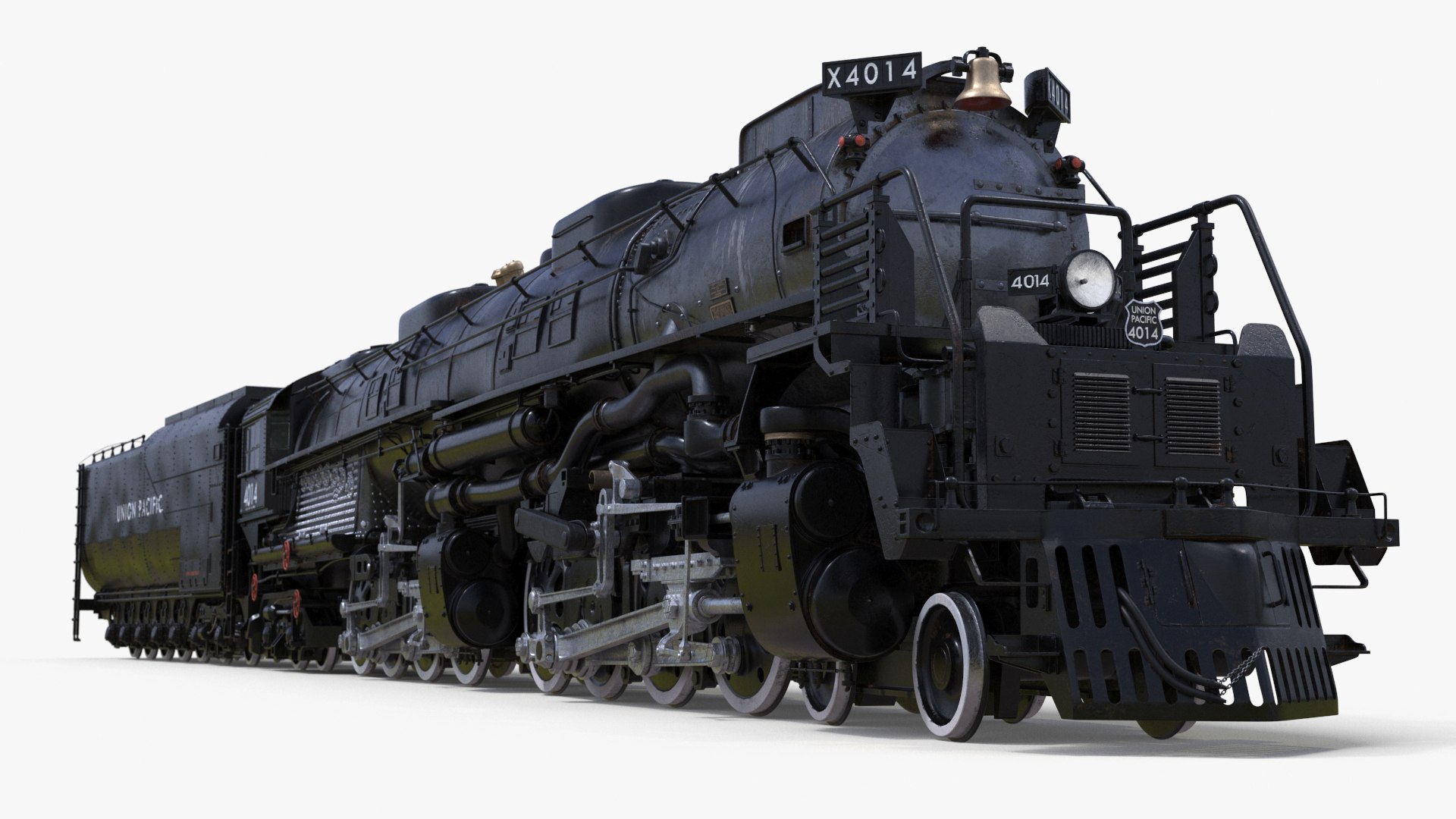 Locomotive Big Boy with Trailed Tender Rigged 3D model preview