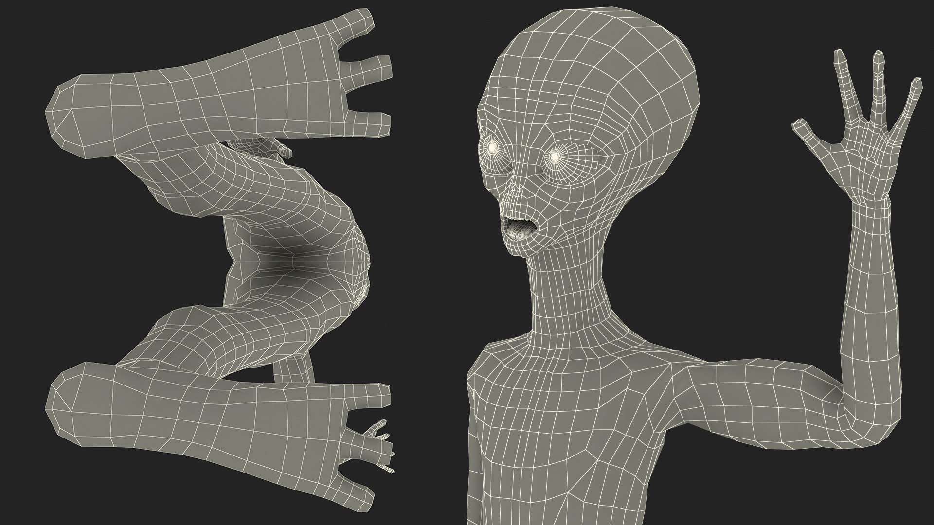 3D model cartoon alien greetings pose - TurboSquid 1602051