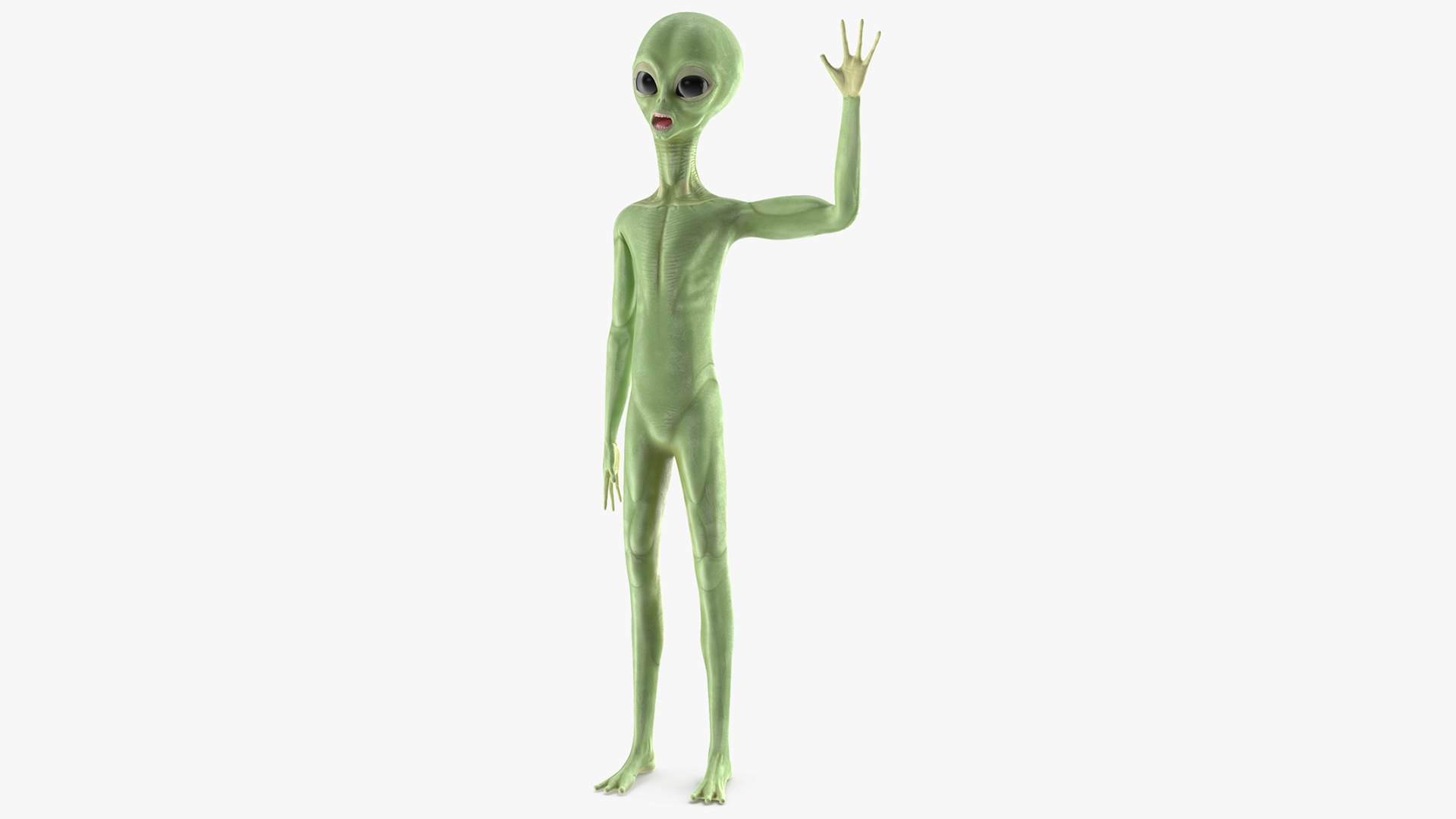 Cartoon Alien Greetings Pose 3D model preview