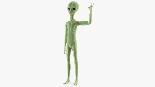  modelo 3d Pose de saludos alienígenas de dibujos animados