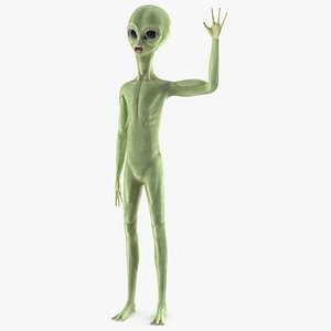 3D model cartoon alien greetings pose