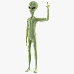 Cartoon Alien Greetings Pose