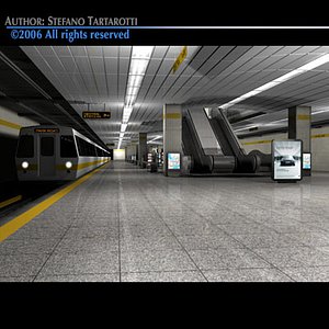 Subway station with train