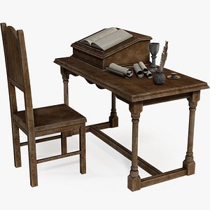 Medieval Writing Table 3D
