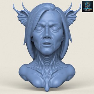 Woman Horror Face Bust Print Ready 3D Model 3D model