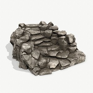 Old Rock Stairs 3D model
