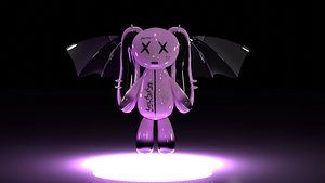 3D Bunny toy figure with piercings glass