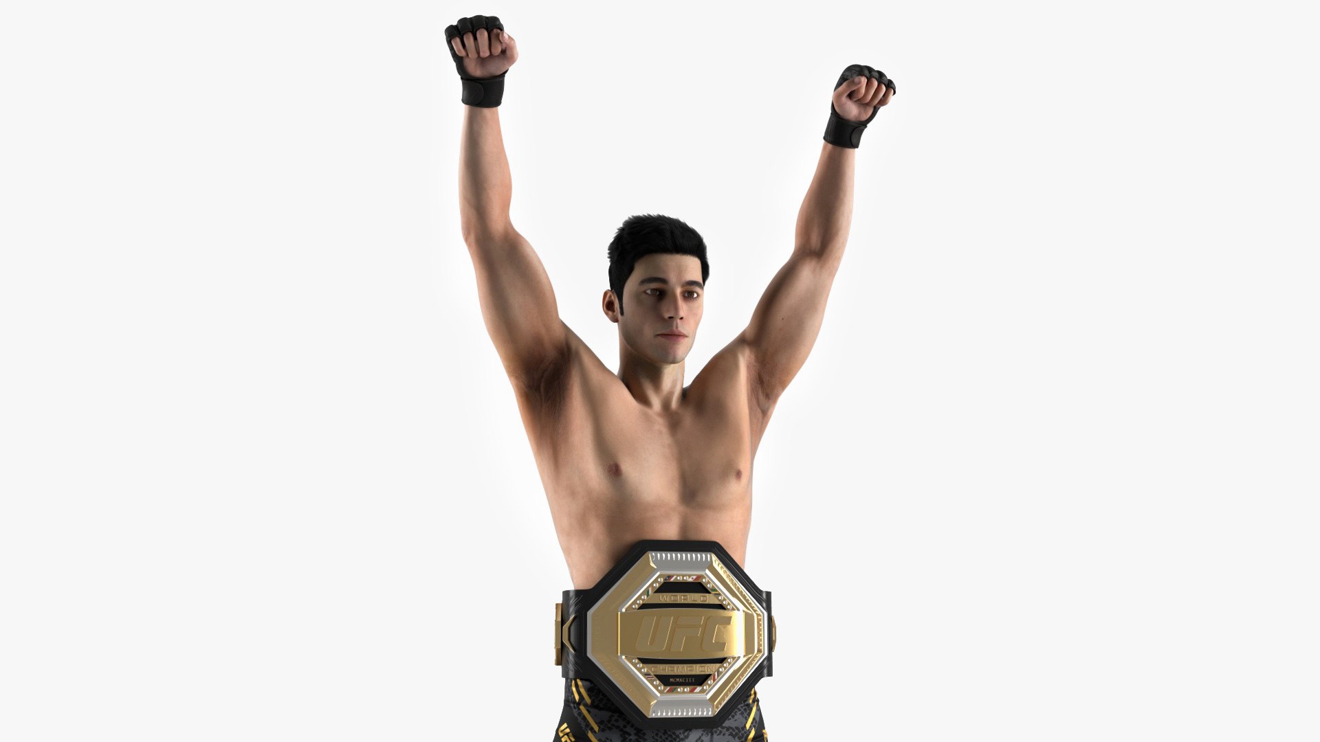 MMA Fighter with UFC Championship Belt Fur 3D model preview
