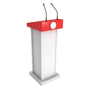 3D model speaker podium white red