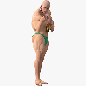 3D Muscular Bodybuilder Athlete Man Rigged for Maya