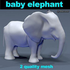3D baby elephant mesh model
